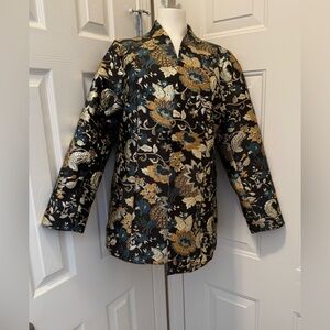 Soft Surroundings Black and Gold Floral Blazer Sz M